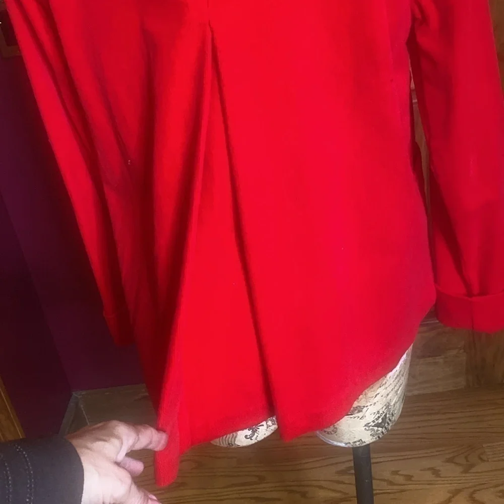 Adele Dallas Orr bright red fine wale corduroy Cropped swing blazer jacket Sz XS